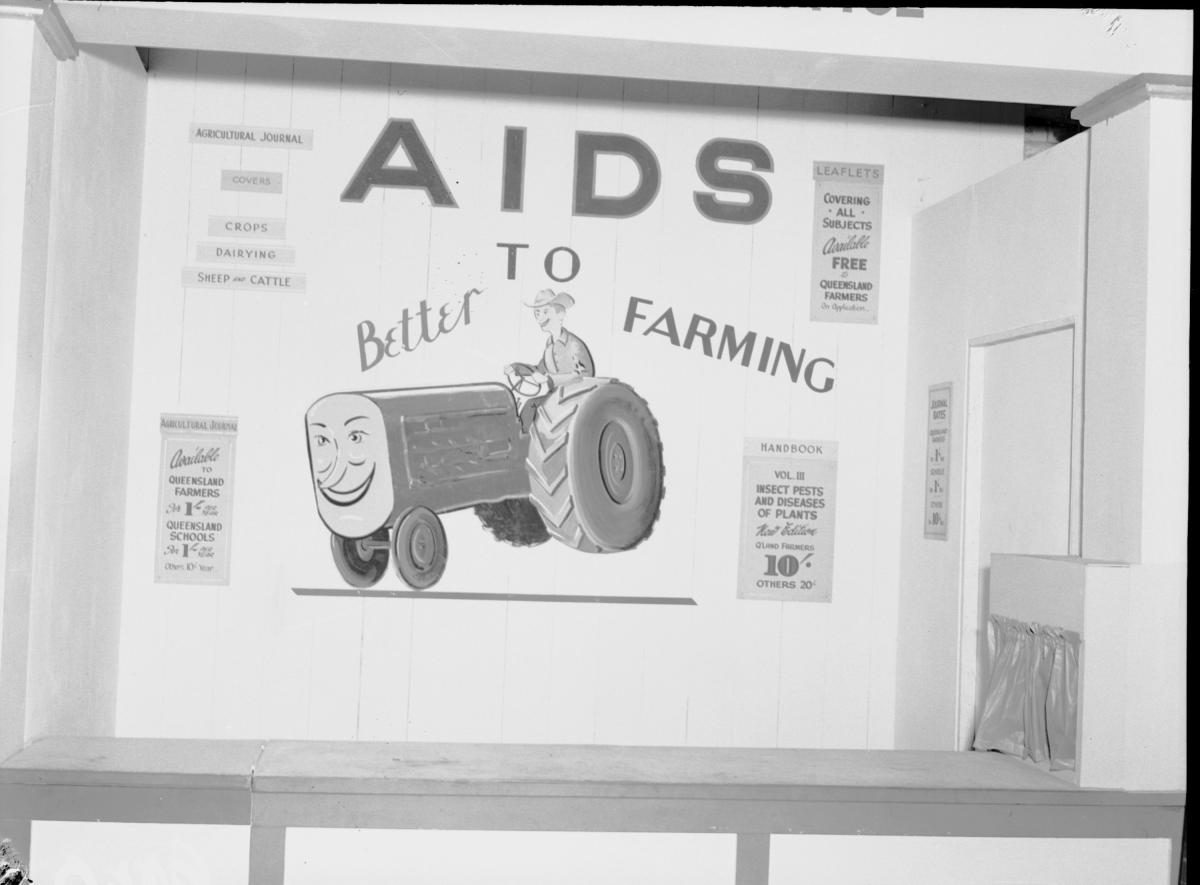 Department of Agriculture and Stock displays at the annual exhibition of the Royal National Association, Brisbane, August 1955