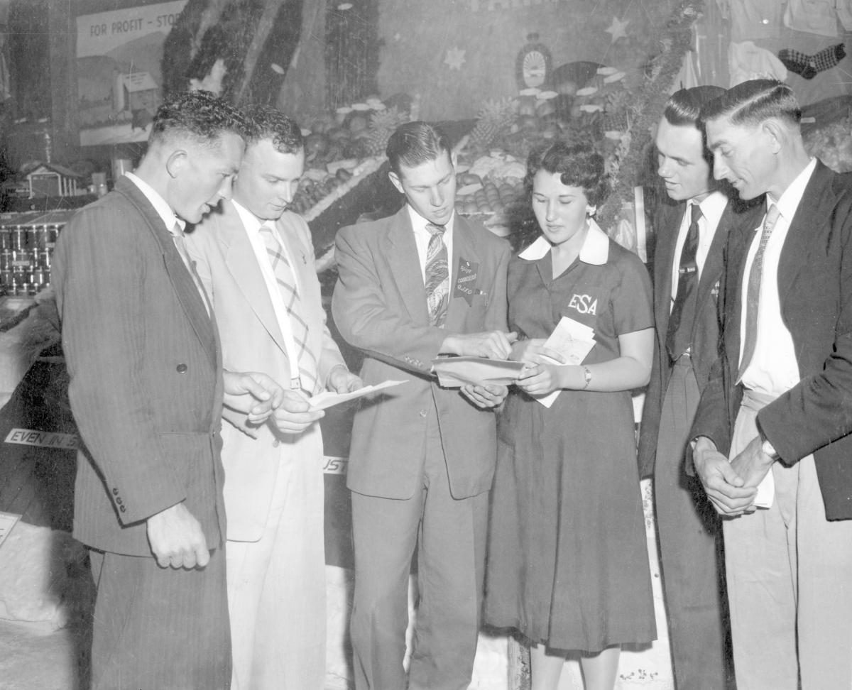Junior farmers at the Royal National Show, Brisbane, 12 August 1958
