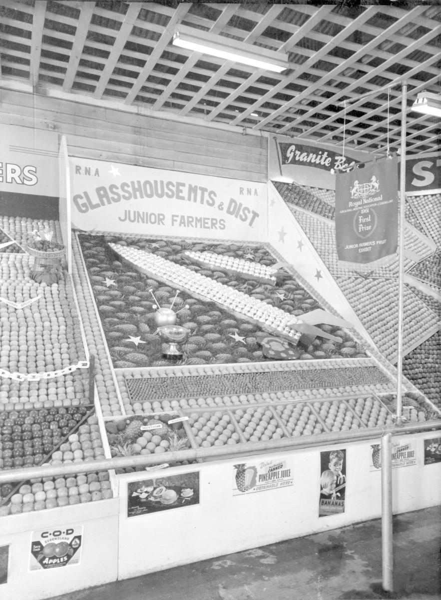 Glass House Mountains and District junior farmers exhibit at the Royal National Show, Brisbane, 17 August 1961