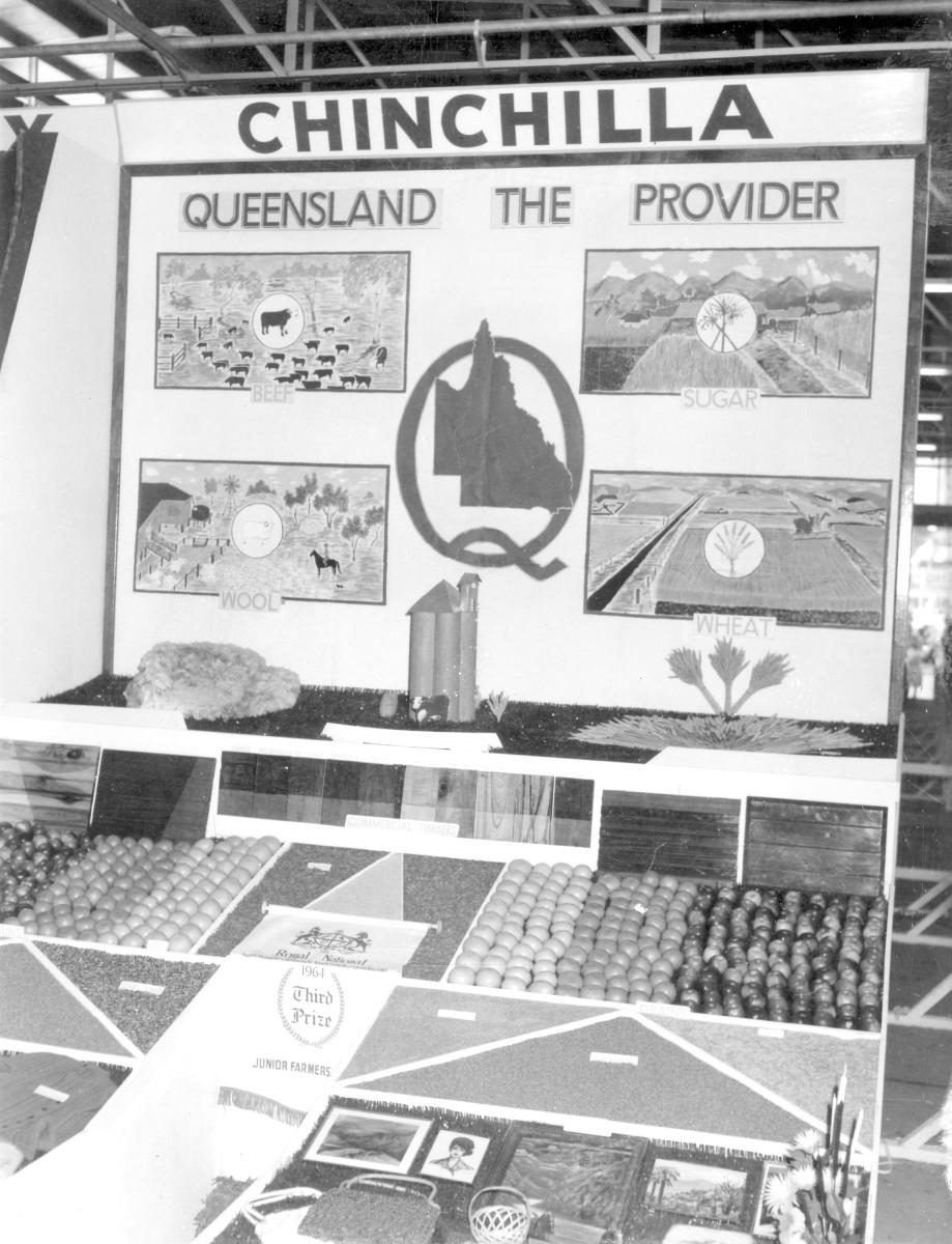 Chinchilla junior farmers exhibit at the Royal National Show, Brisbane, August 1964