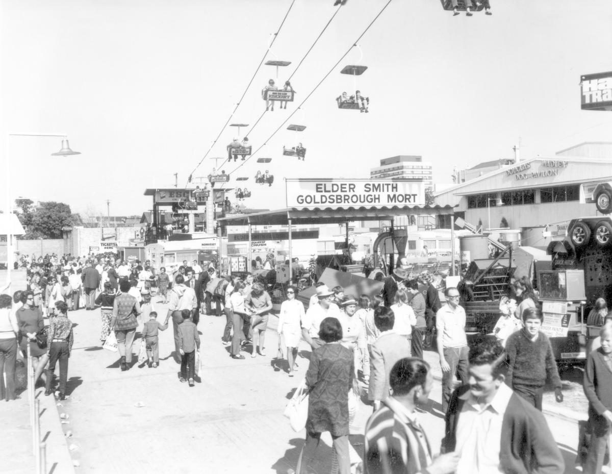 Chair lift at the Royal National Show, Brisbane, August 1972
