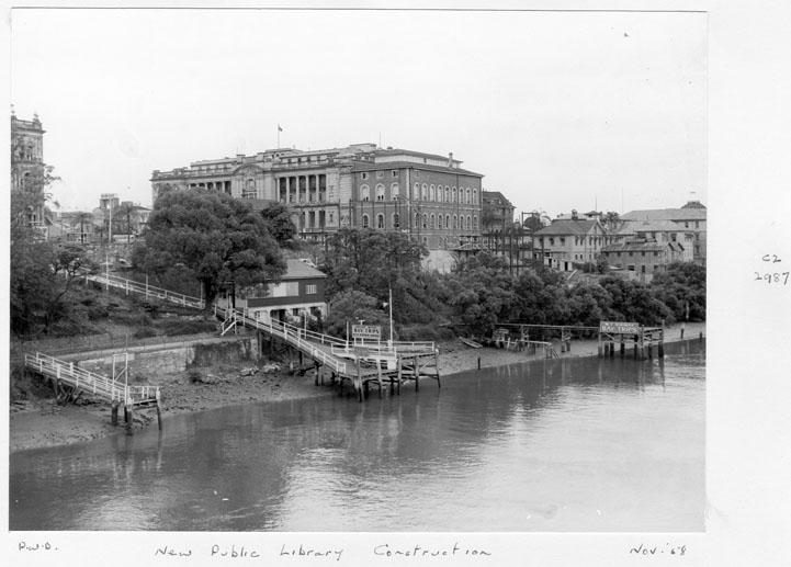 Construction of extensions to the State Library of Queensland on William St - Brisbane, November 1958
