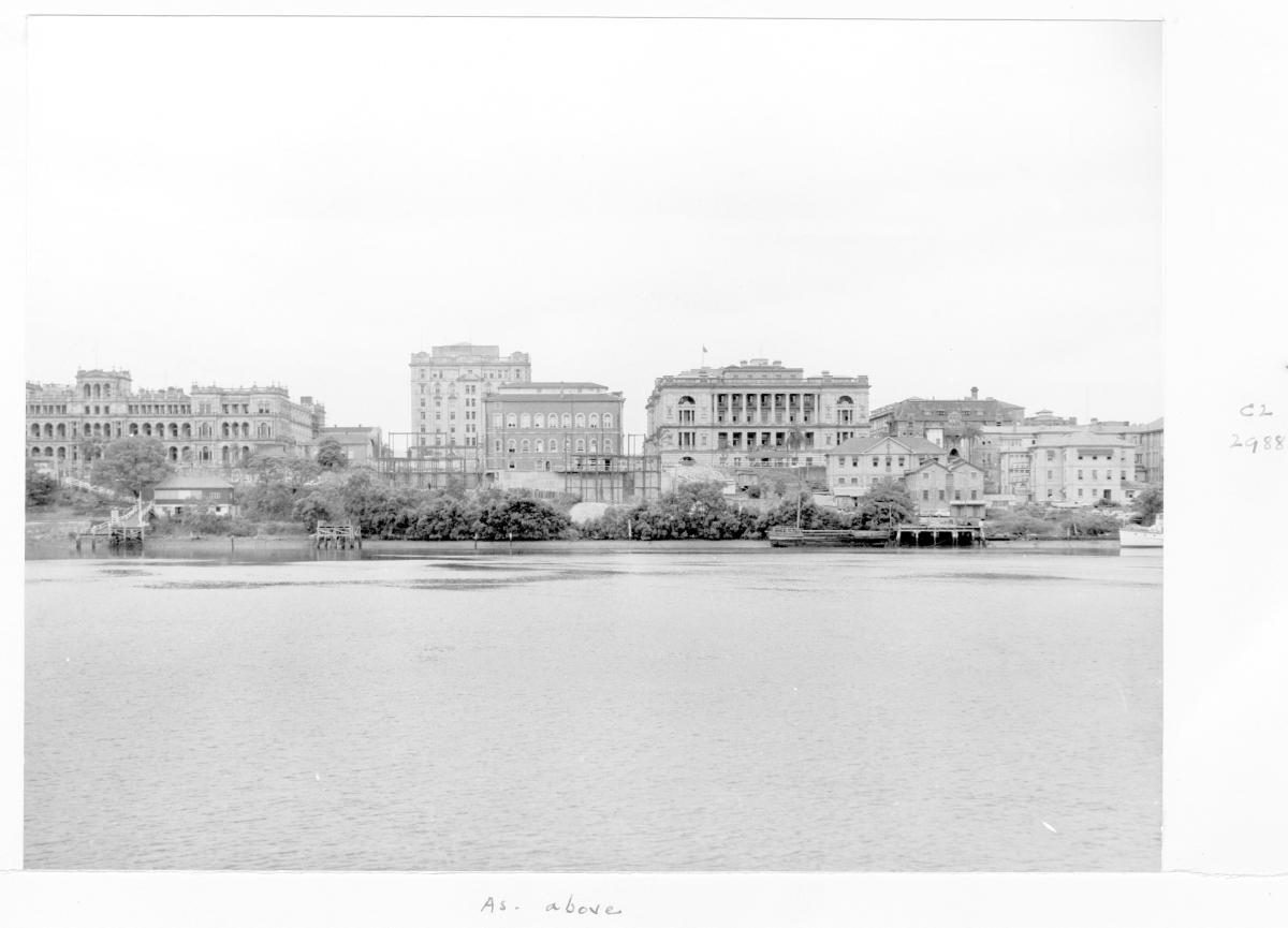 Construction of extensions to the State Library of Queensland on William St - Brisbane, November 1958