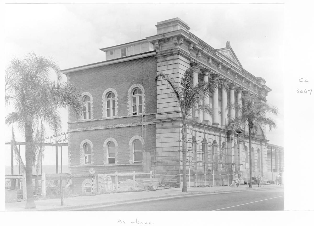 Construction of extensions to the State Library of Queensland on William St - Brisbane, February 1959