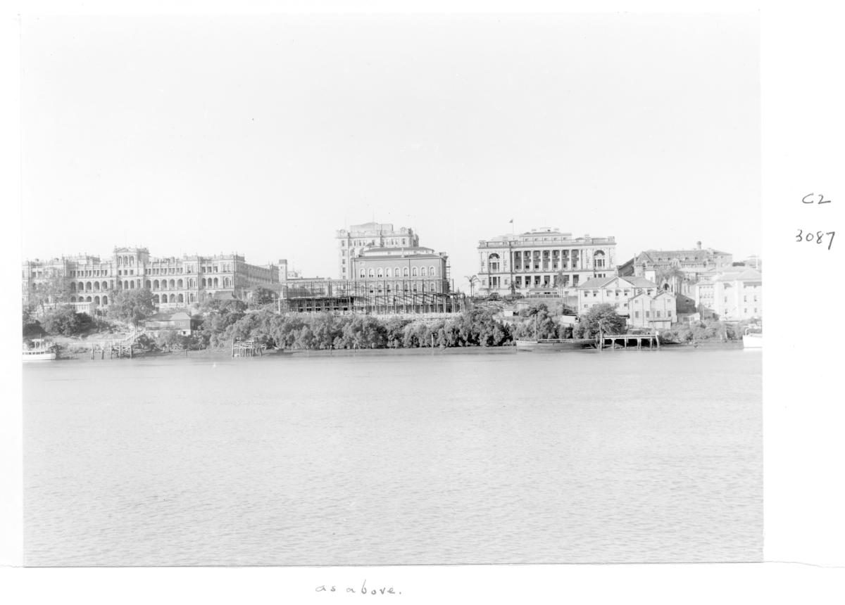 Construction of extensions to the State Library of Queensland on William St - Brisbane, March 1959