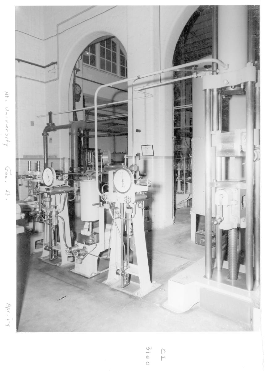Air pollution testing laboratory at University of Queensland, George Street, Brisbane, April 1959