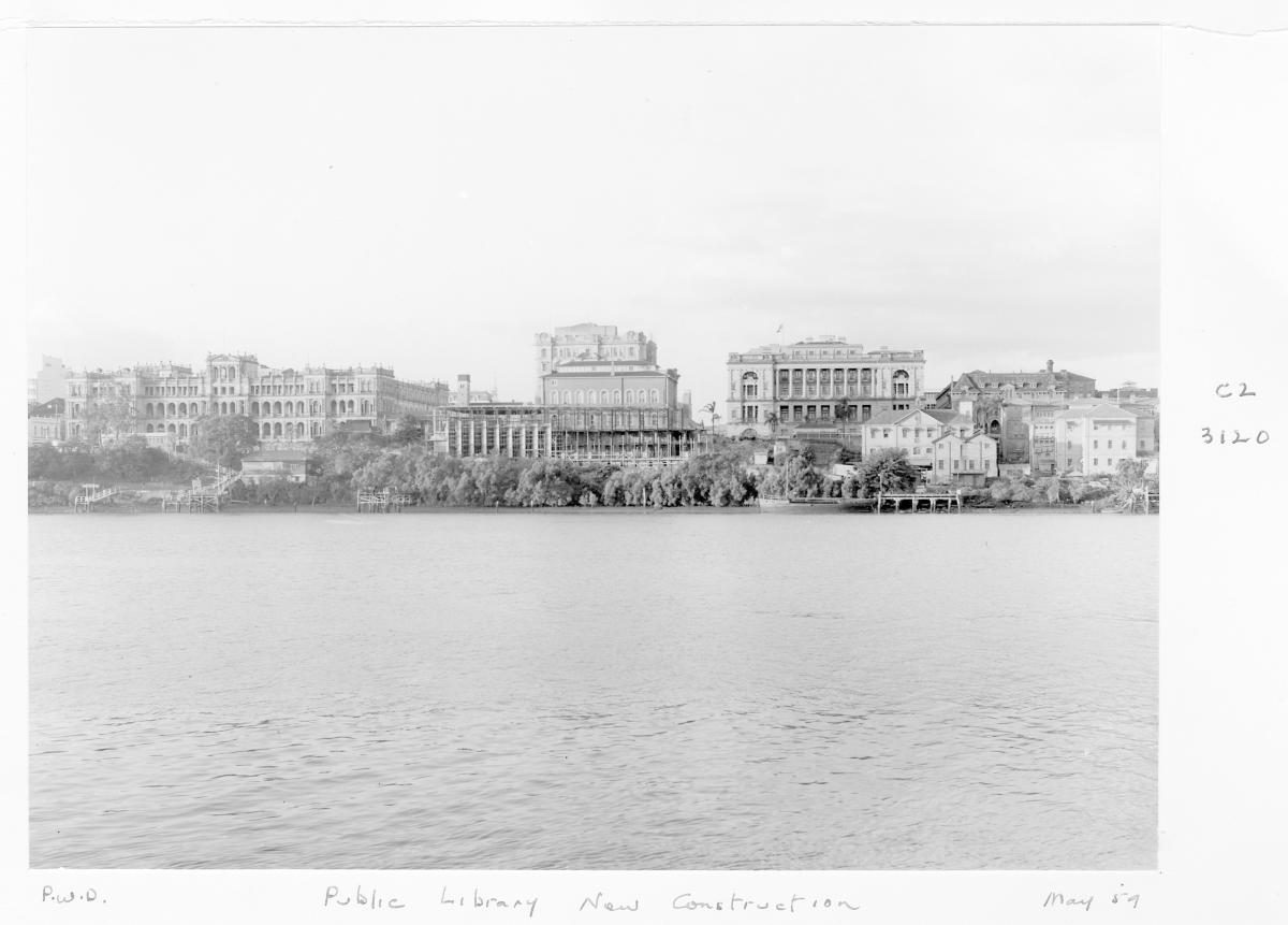 Construction of extensions to the State Library of Queensland on William St - Brisbane, May 1959