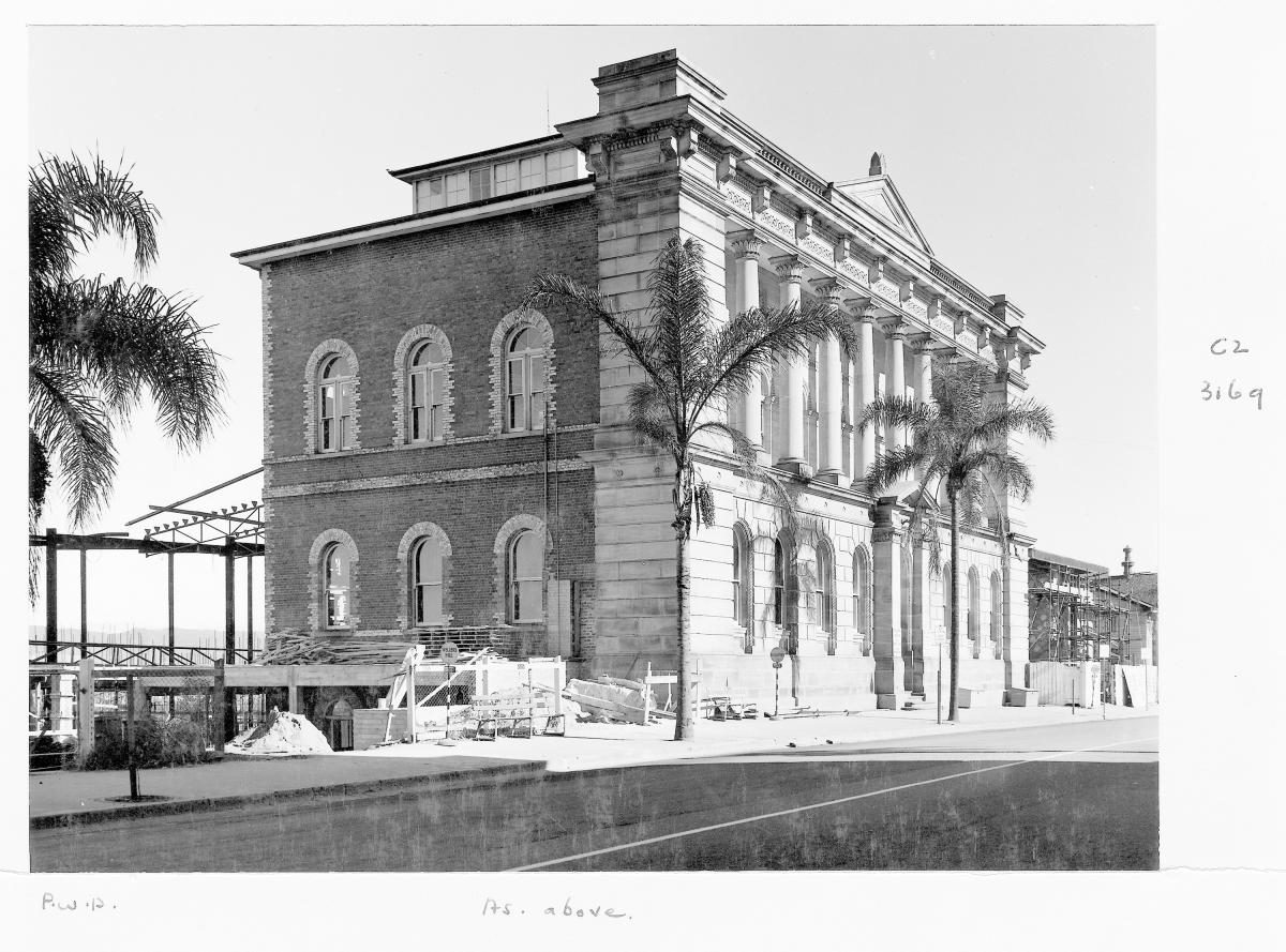 Construction of extensions to the State Library of Queensland on William St - Brisbane, July 1959