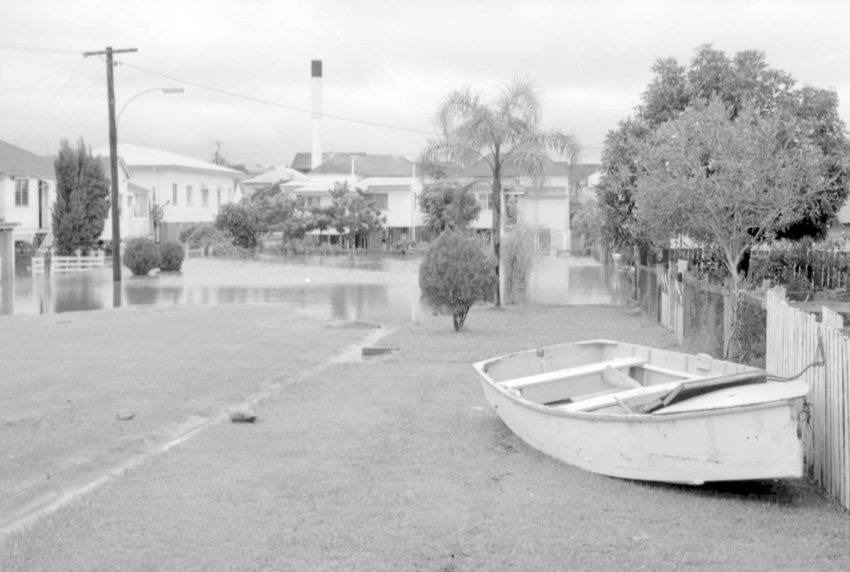 Street in Brisbane during the 1974 flood, January 1974