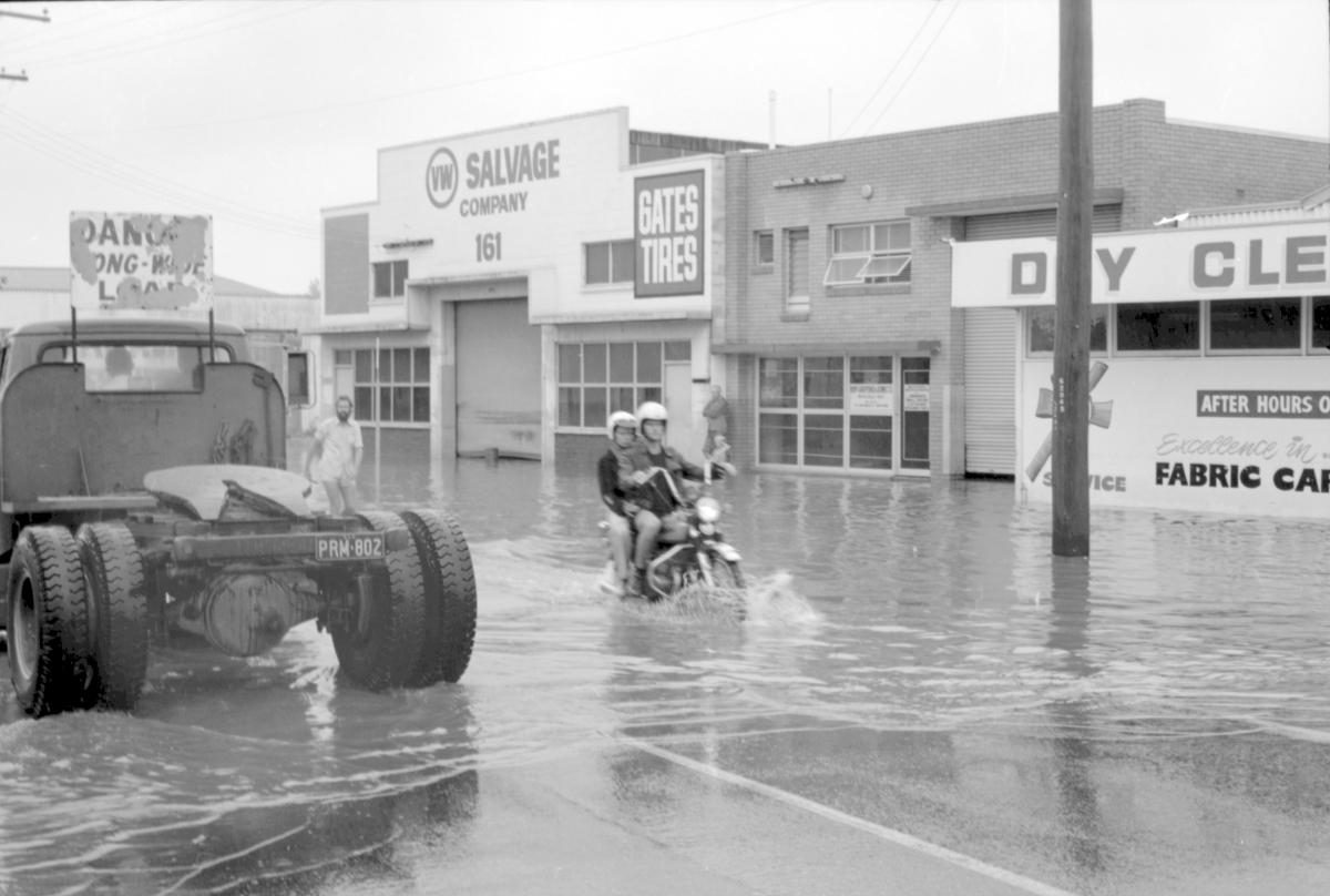 Street in Brisbane during the 1974 flood, January 1974