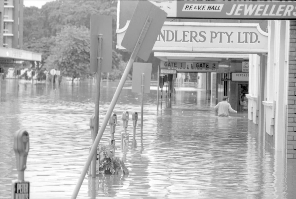 Charlotte Street, Brisbane City, during the 1974 flood, January 1974