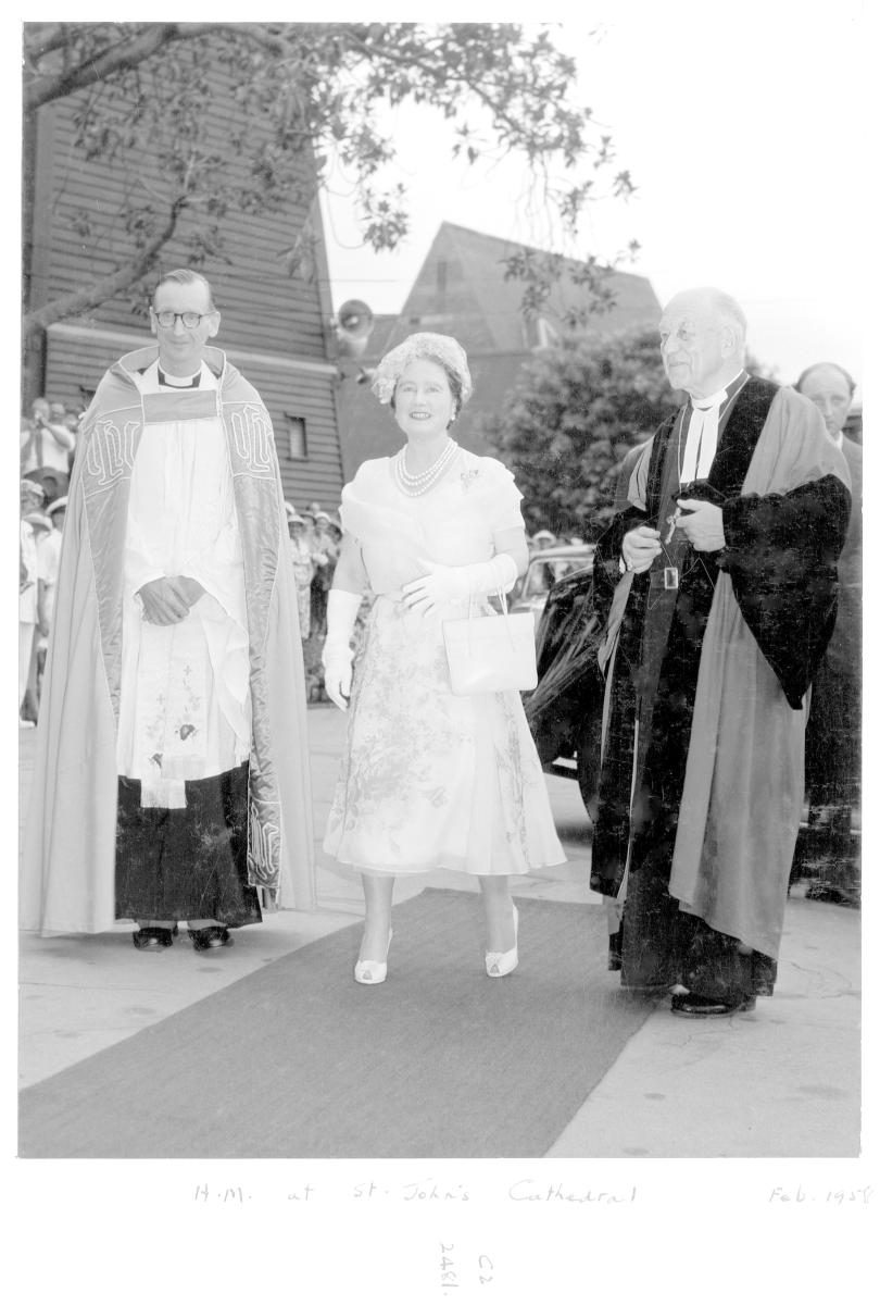 Her Majesty Queen Elizabeth The Queen Mother at St John's Cathedral, Brisbane, February 1958