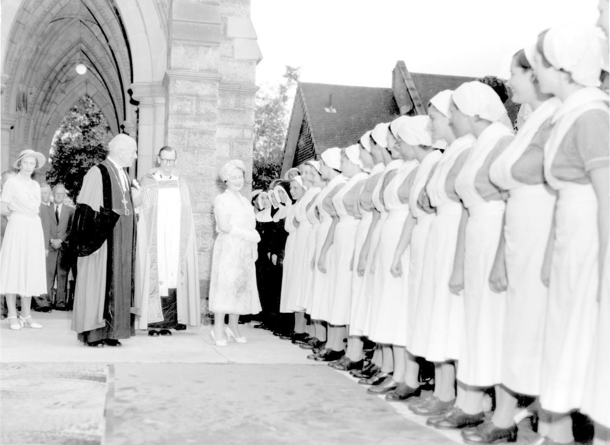 Her Majesty Queen Elizabeth The Queen Mother at St John's Cathedral, Brisbane, February 1958