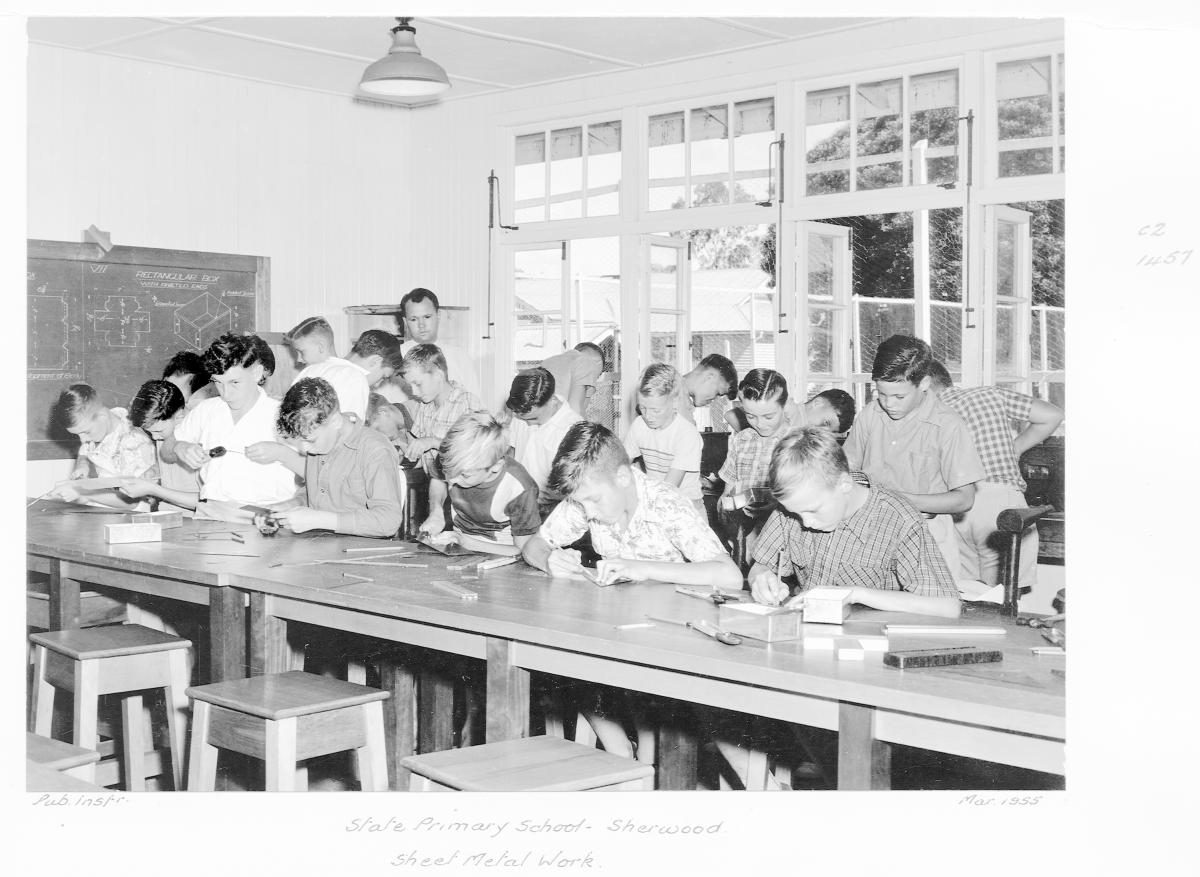 Sherwood State School, Sheet metal work - Brisbane, March 1955