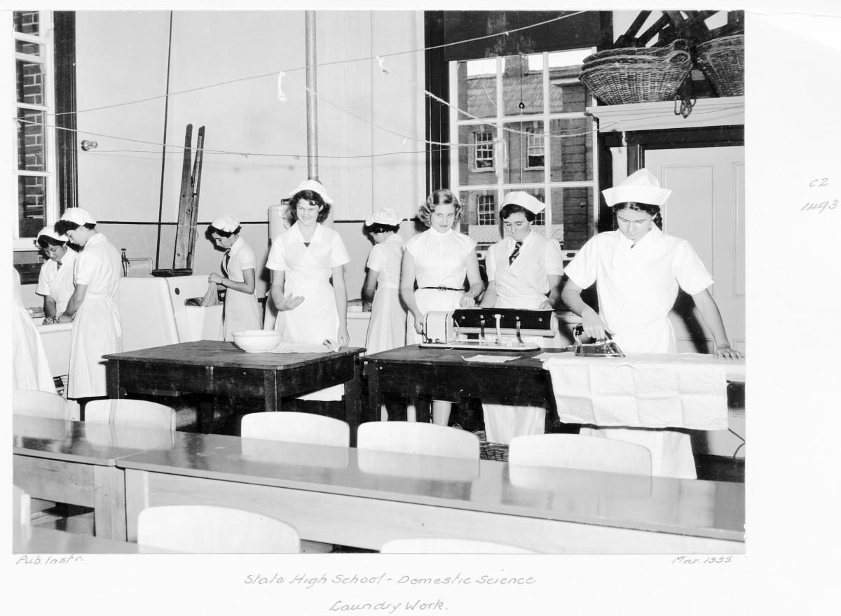 State High School, Domestic Science, Laundry Work - Brisbane, March 1955