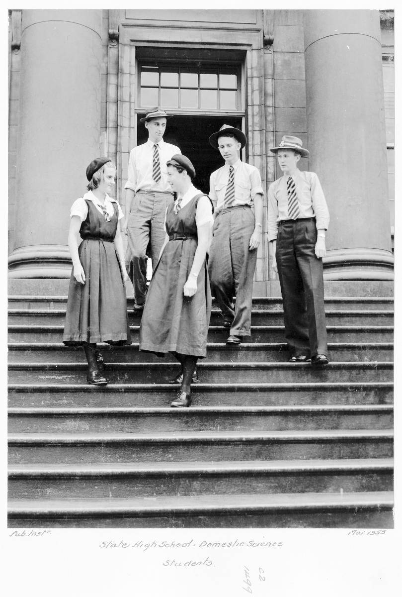 State High School, Domestic Science students - Brisbane, March 1955
