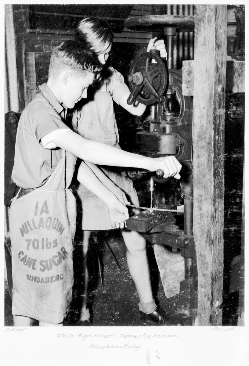 State High School, Domestic Science, Blacksmithing - Brisbane, March 1955