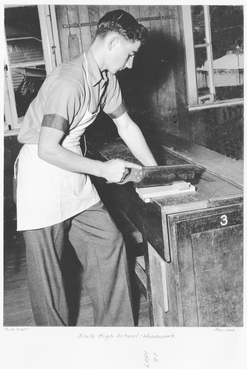 State High School, Domestic Science, Woodwork - Brisbane, March 1955