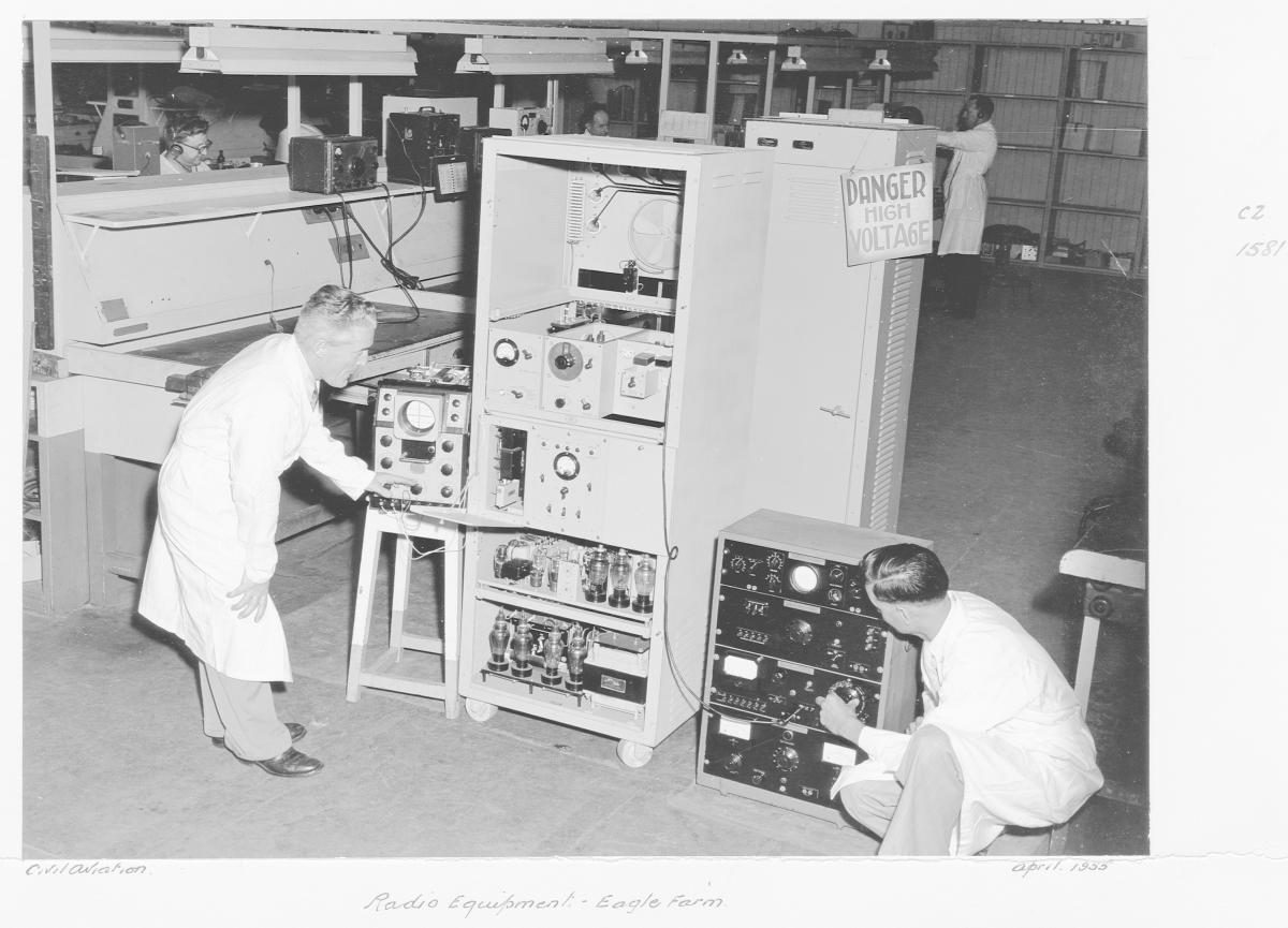 Civil Aviation radio equipment, Eagle Farm - Brisbane, April 1955