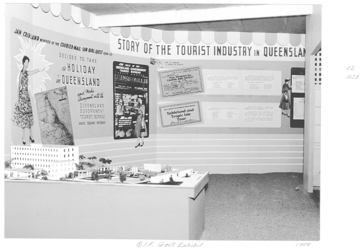 Queensland Industries Fair, Government exhibit, Queensland Government Tourist Bureau - Brisbane, April-May 1955