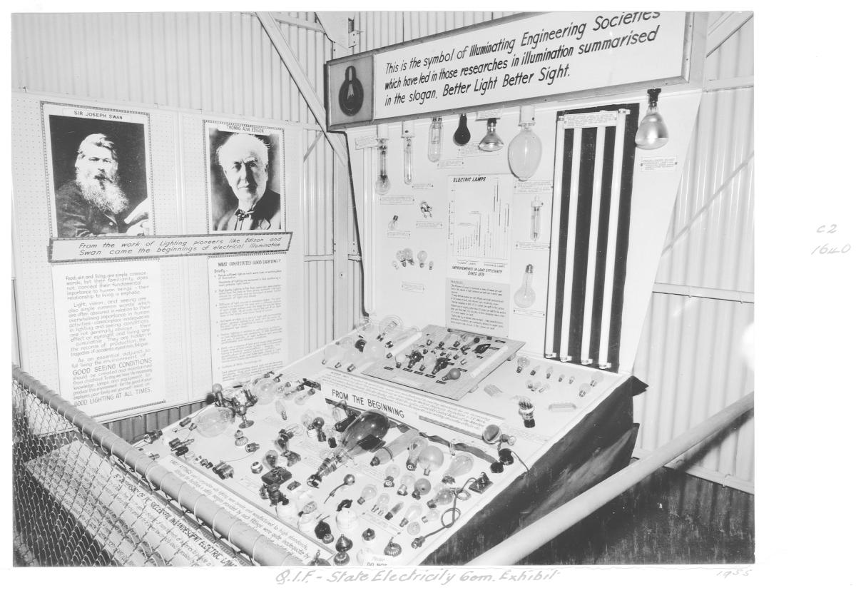 Queensland Industries Fair, Government exhibit, State Electricity Commission, light bulbs - Brisbane, April-May 1955