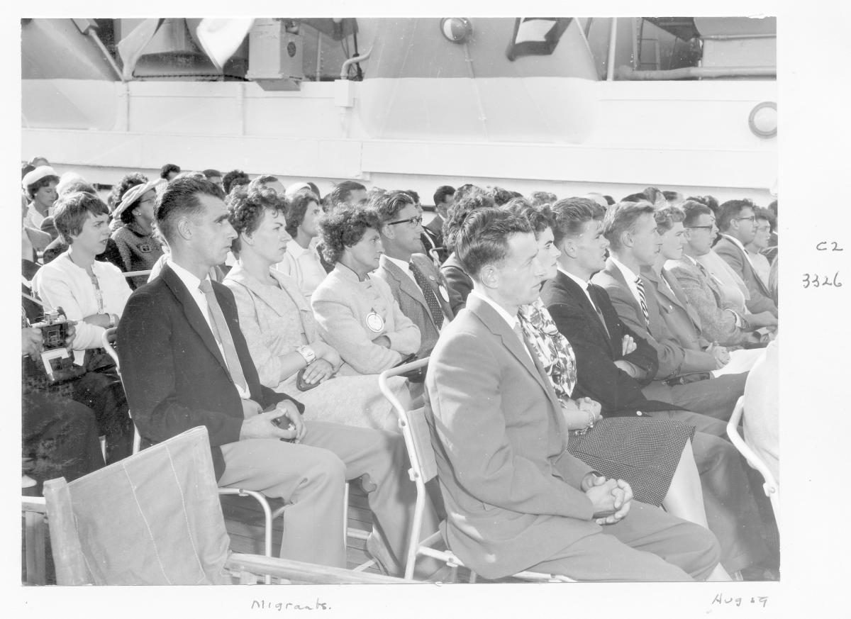 1959 Centenary celebrations - Migrant ship "Orion" passengers - Brisbane, August 1959
