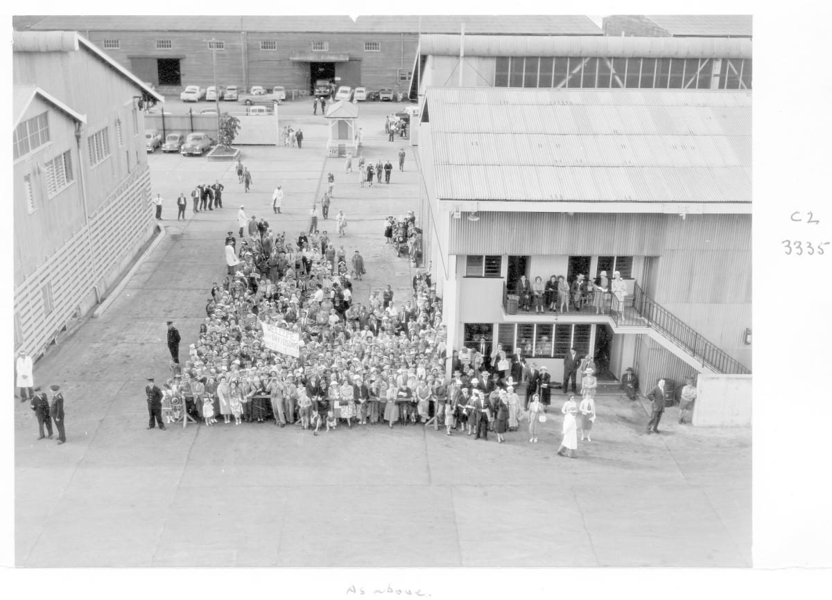 1959 Centenary celebrations - Crowd on wharf waiting for migrant ship "Orion" - Brisbane, August 1959