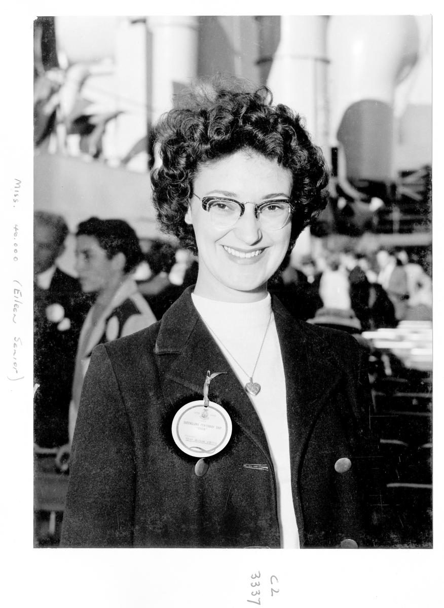 1959 Centenary celebrations - Migrant ship "Orion", Eileen Senior, "Miss 40000" - Brisbane, August 1959