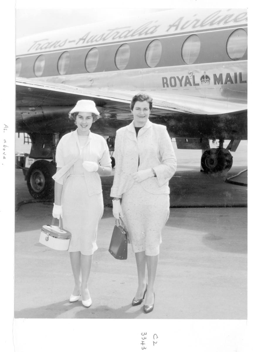 Miss Traffic Safety Quest - Entrants arriving at Eagle Farm Airport - Brisbane, August 1959