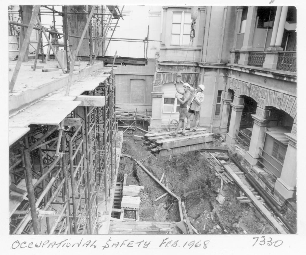 Occupational safety, Law Courts building, Brisbane, February 1968