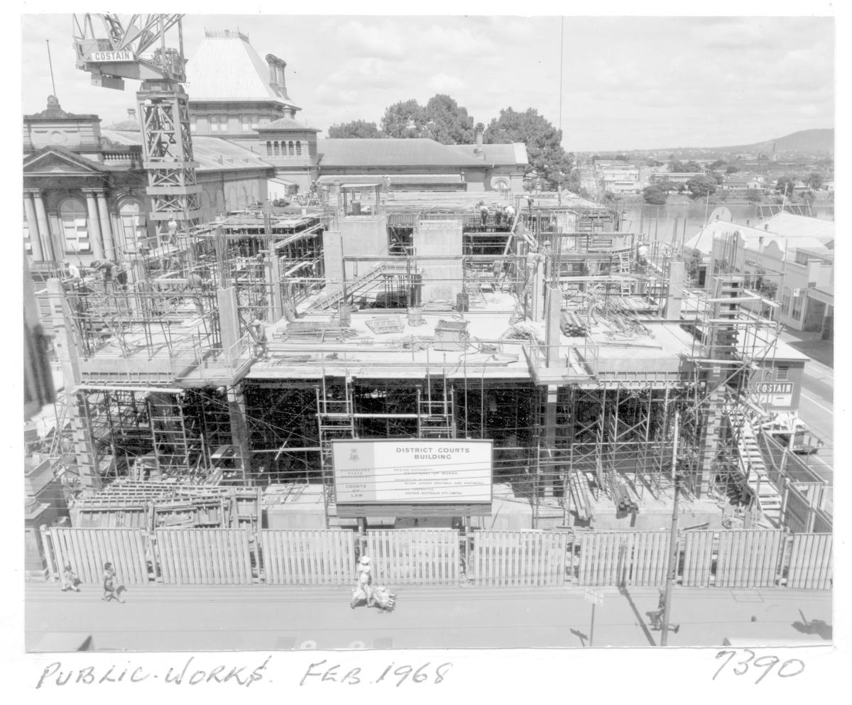 Law Courts building under construction, Brisbane, February 1968