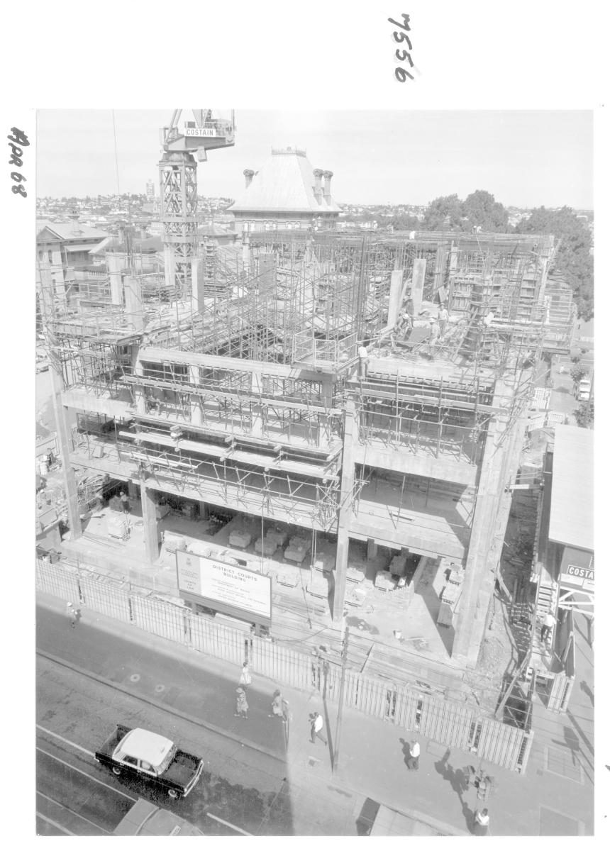 Law Courts building under construction, Brisbane, April 1968