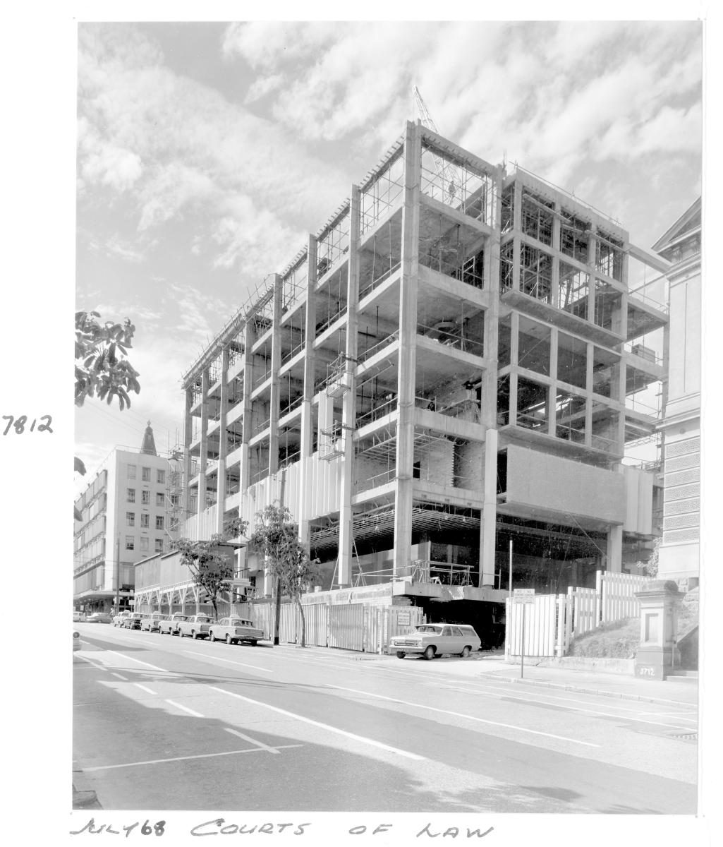 Law Courts building under construction, Brisbane, July 1968