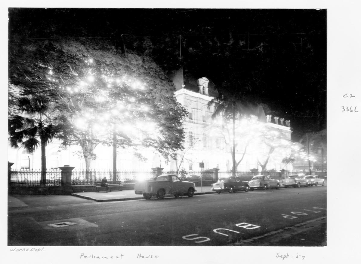 Parliament House by night - Brisbane, September 1959