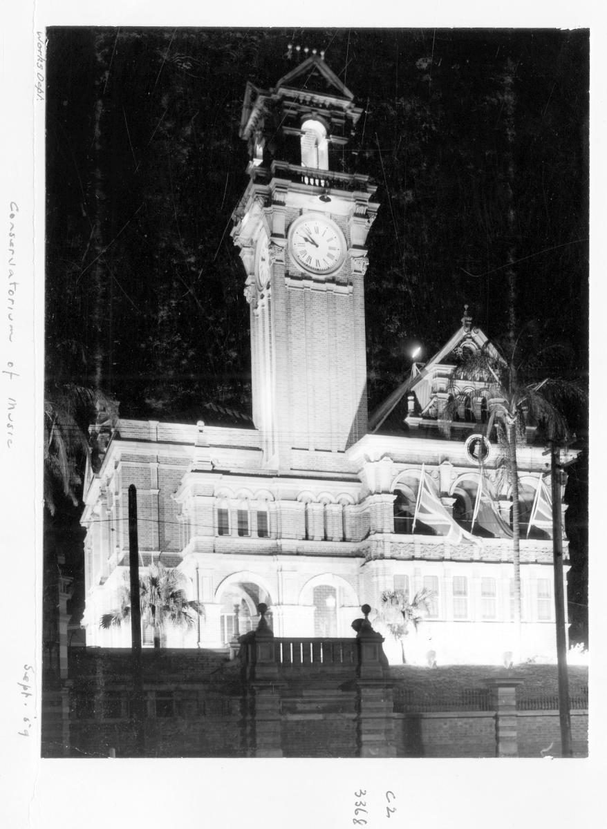 Conservatorium of Music by night - Brisbane, September 1959