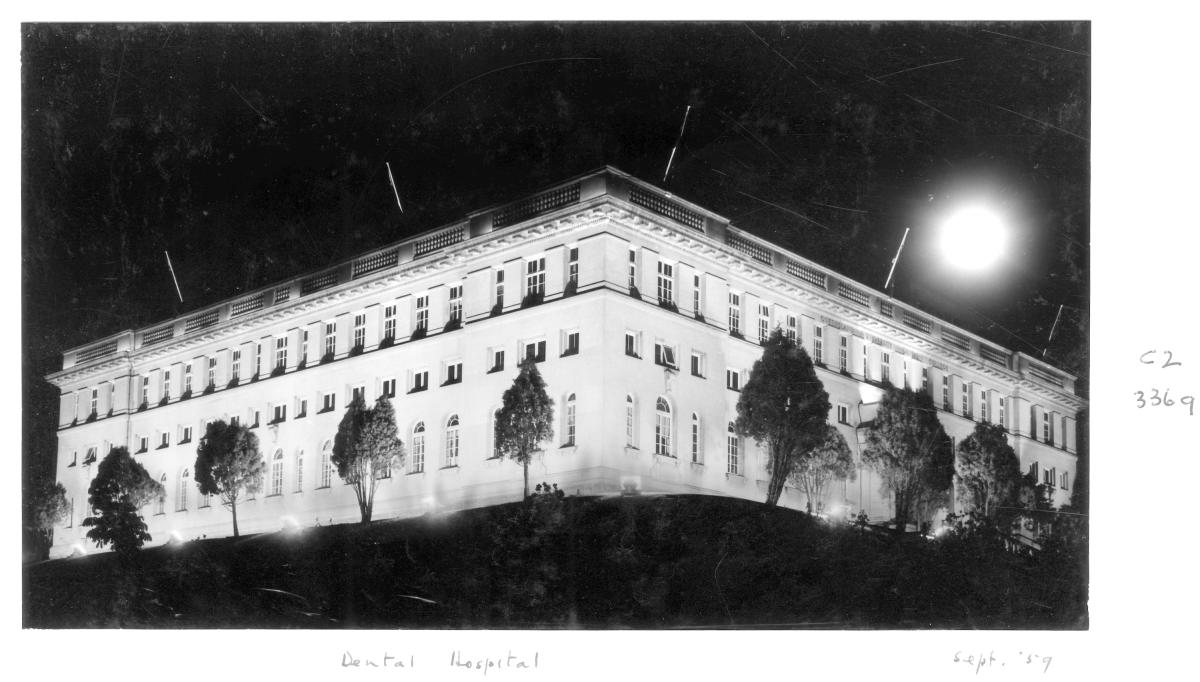 Dental Hospital by night - Brisbane, September 1959