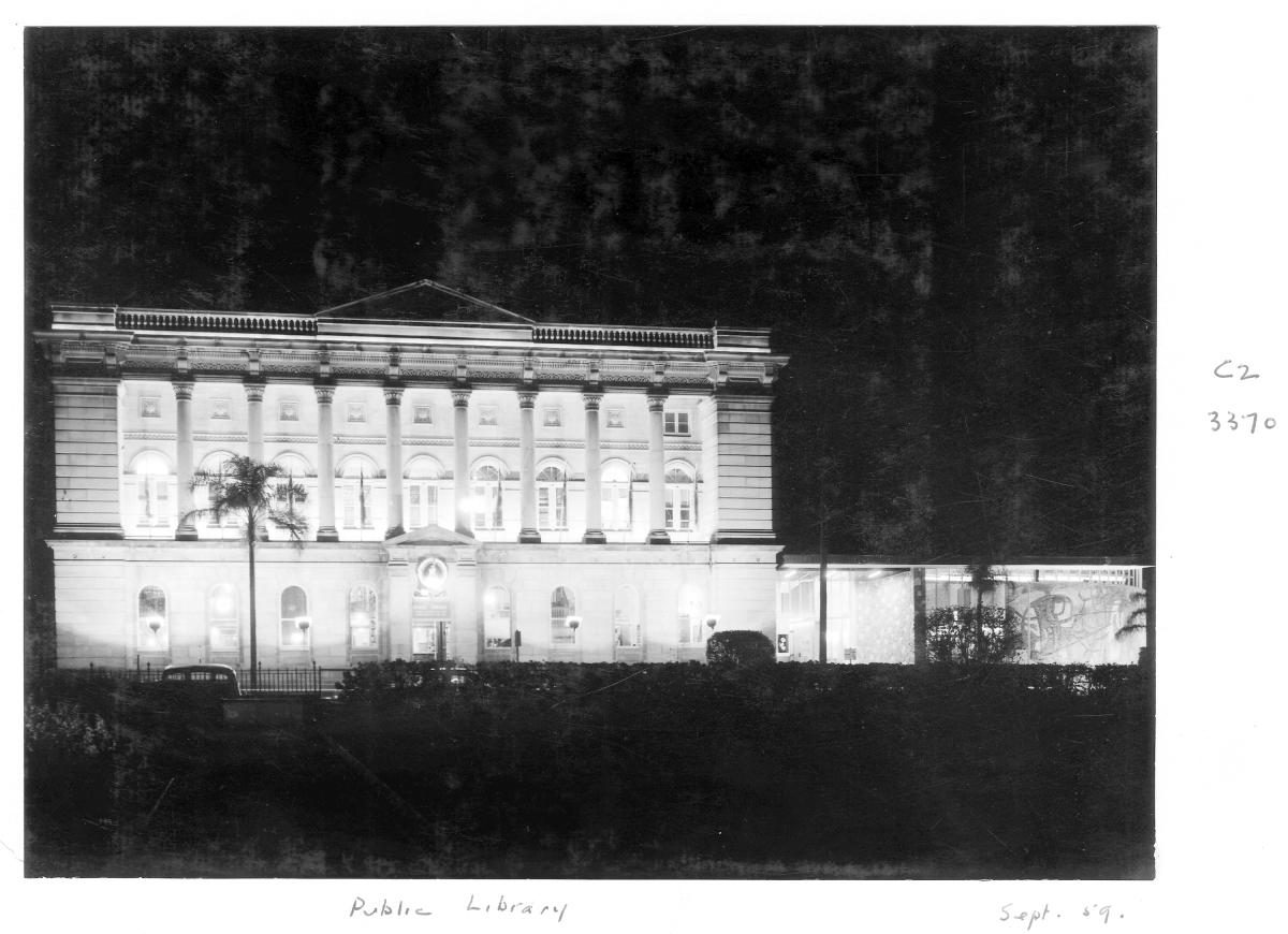 State Library of Queensland by night, William St - Brisbane, September 1959