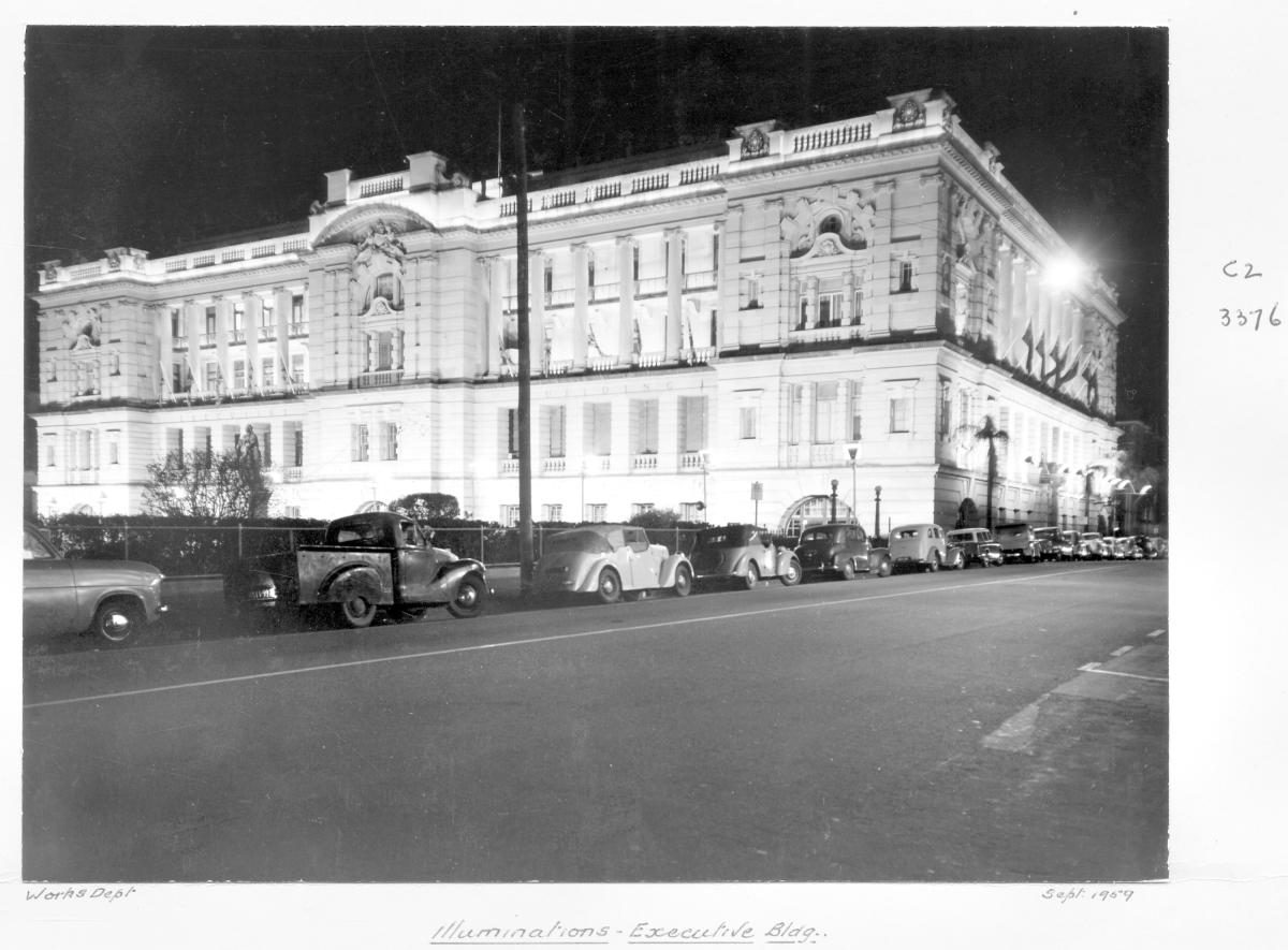 Executive Building by night - Brisbane, September 1959