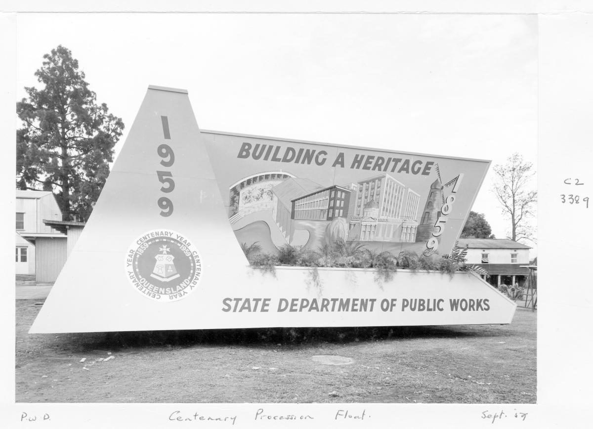 1959 Centenary celebrations - Department of Public Works procession float - Brisbane, September 1959