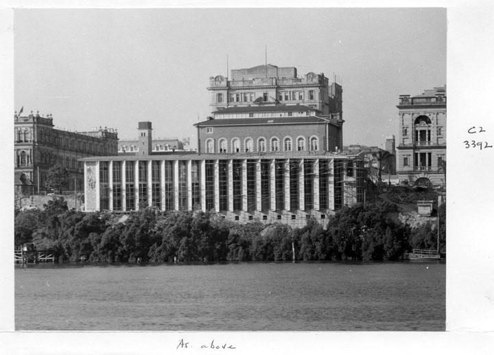 Construction of extensions to the State Library of Queensland on William St - Brisbane, September 1959