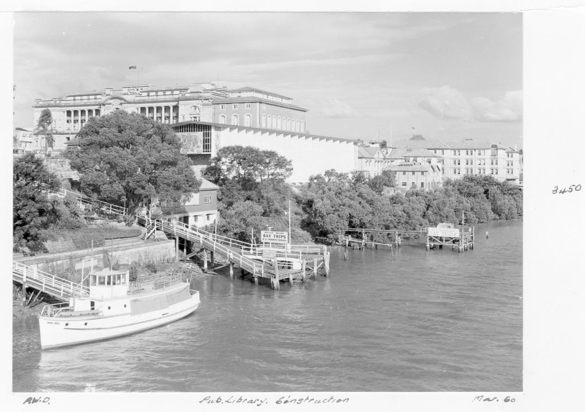 Construction of extensions to the State Library of Queensland on William St - Brisbane, March 1960