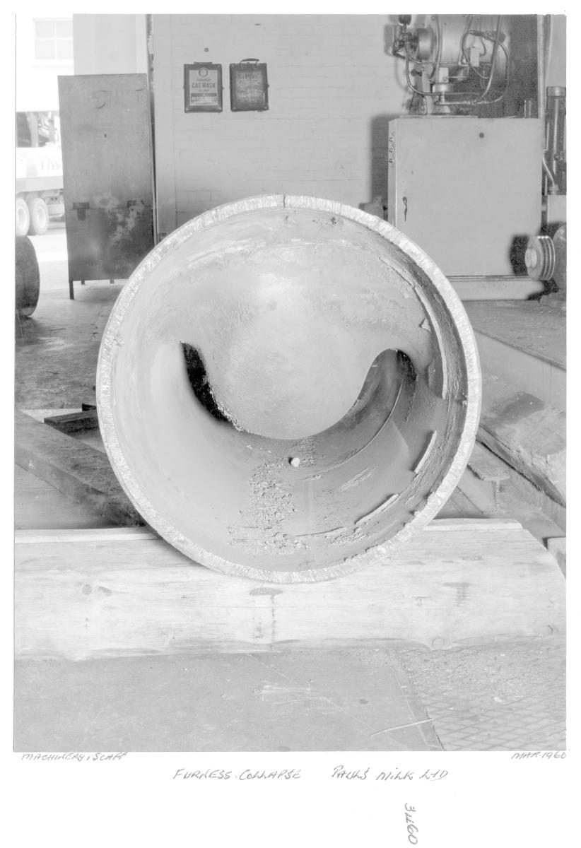 Machinery and Scaffolding, furnace collapse, Pauls Milk Ltd - Brisbane, March 1960