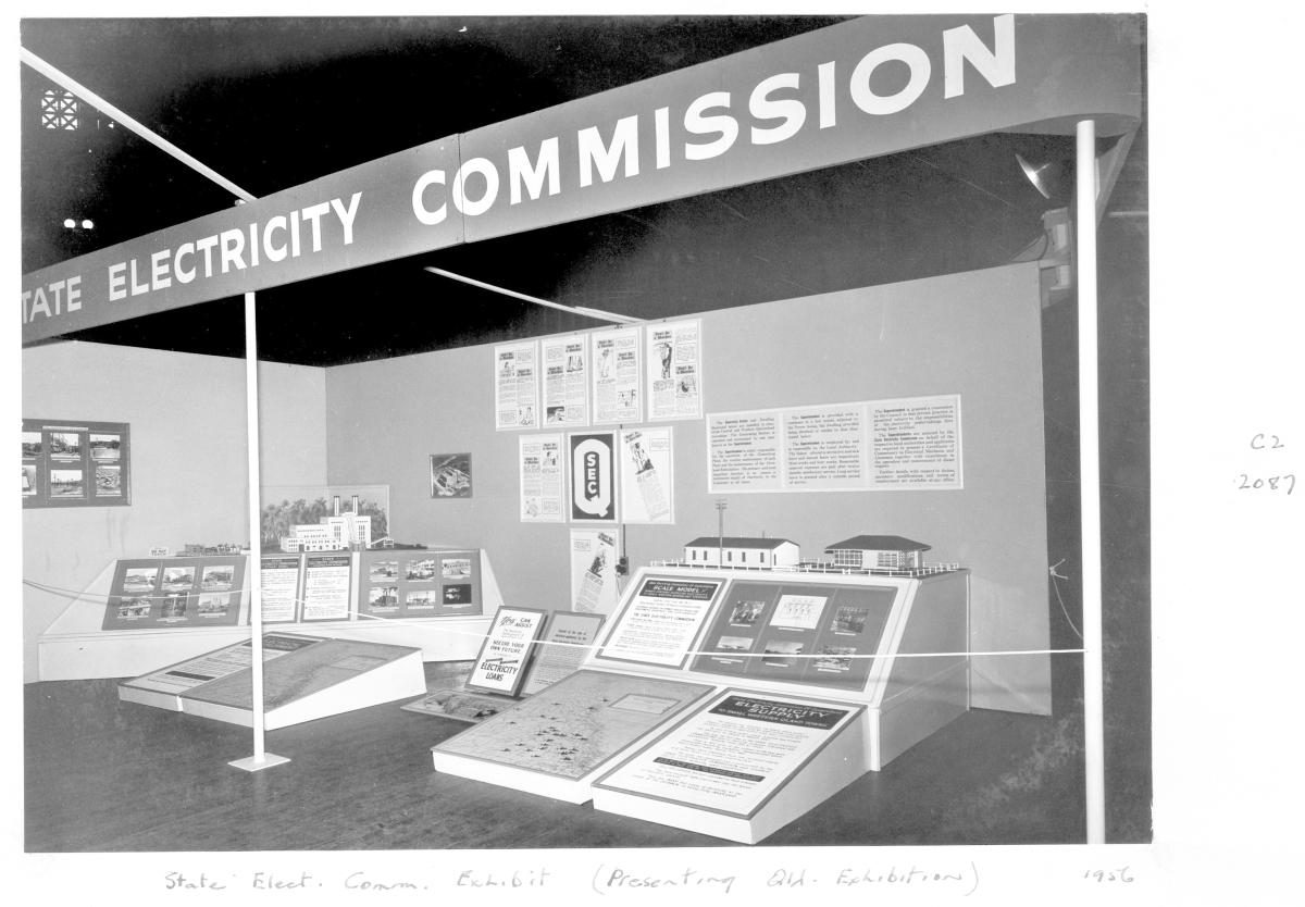 State Electricity Commission display at the "Presenting Queensland" exhibition at City Hall - Brisbane, May 1956
