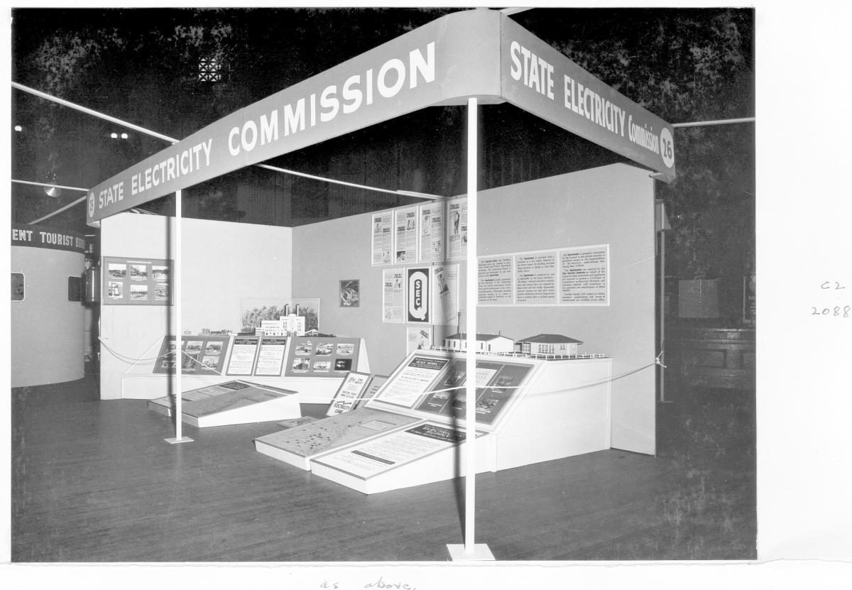 State Electricity Commission display at the "Presenting Queensland" exhibition at City Hall - Brisbane, May 1956
