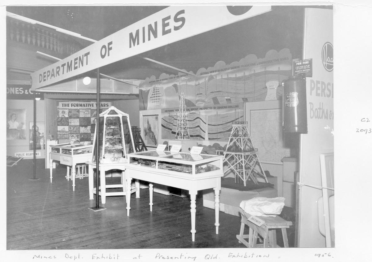 Mines Department display at the 1956 "Presenting Queensland" exhibition at City Hall - Brisbane, May 1956