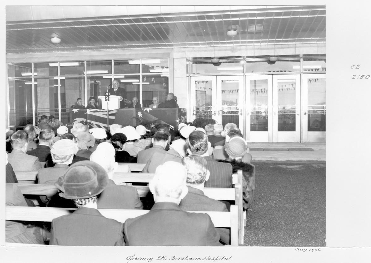 The Premier of Queensland, the Hon Vincent Clair Gair speaking at the opening of the South Brisbane Hospital - Brisbane, August 1956