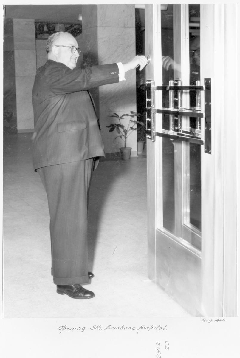 The Premier of Queensland, the Hon Vincent Clair Gair at the opening of the South Brisbane Hospital - Brisbane, August 1956