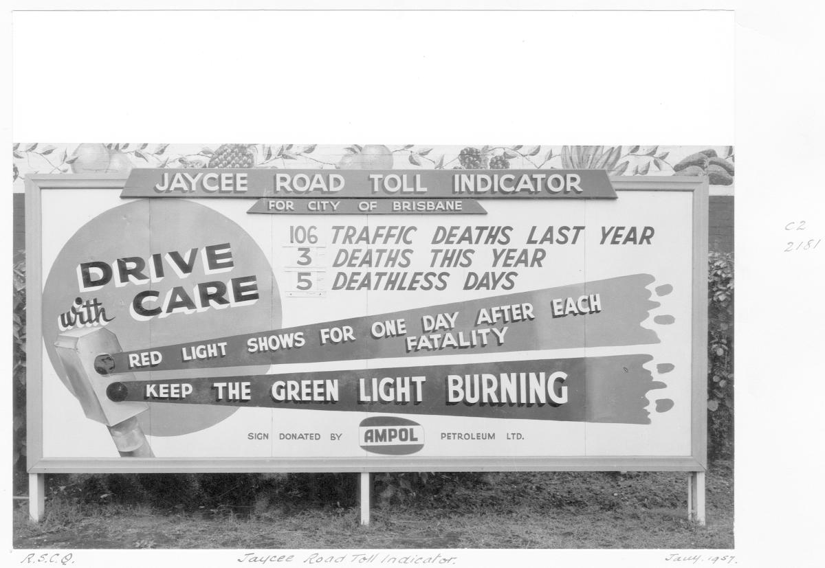 Jaycee road toll indicator for the city of Brisbane - Brisbane, January 1957