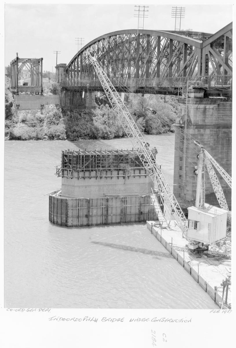 Indooroopilly Bridge under construction - Brisbane, February 1957
