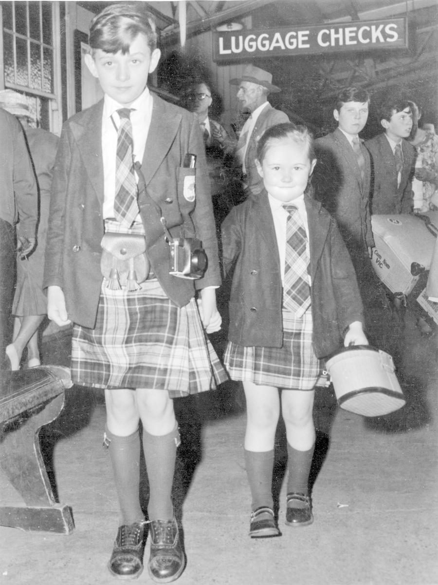 Harry, 10, and his sister Angela, 5, arrive in Brisbane as part of a party of 103 British immigrants, 30 September 1960
